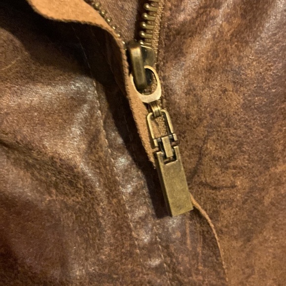Brown Faux Suede Zip Up Moto Style Shirt Jacket  Mad Max Apocalypse Vibes XS/Sm - Picture 9 of 16